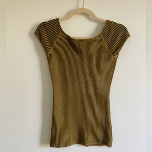H&M Ribbed green and black body con sweater top